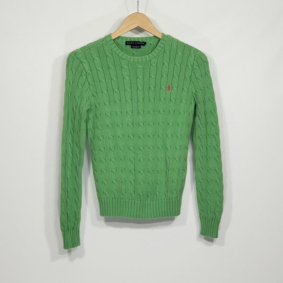 Ralph Lauren Sweaters - Ralph Lauren 100% Cotton  Lime Green Cable Knit Sweater  Size Small